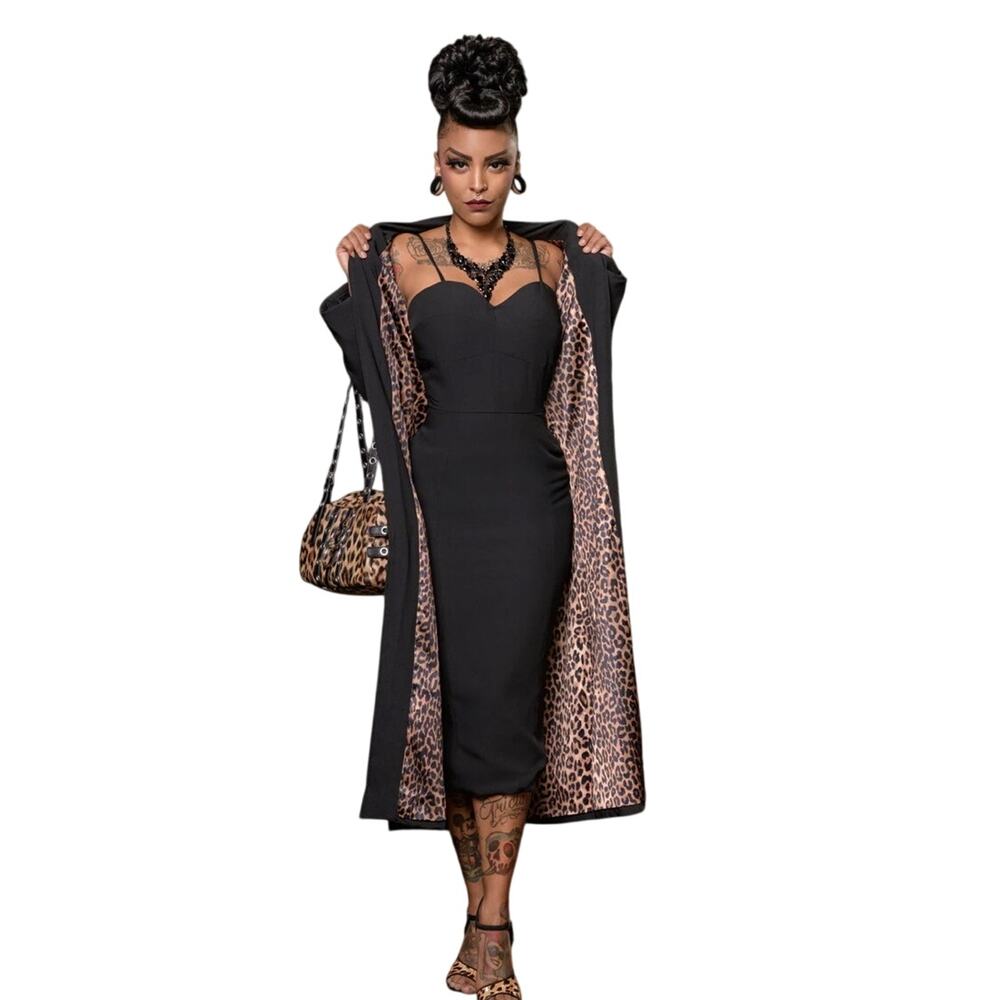 Boulevard Nights Unique Vintage Black Leopard Coat XL NWT